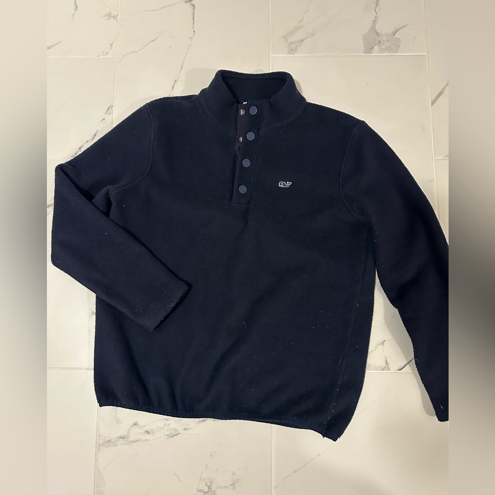 Vineyard Vines Women's Navy Dark Blue Quarter Snap Harbor Fleece Sweatshirt